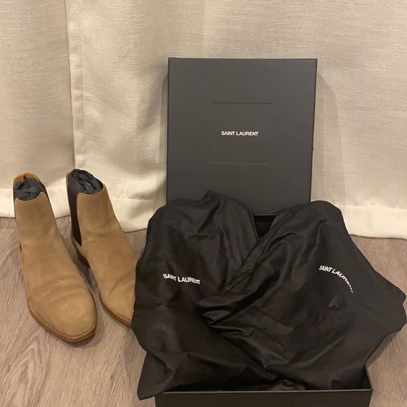 MENS YSL WYATT 30 Chelsea Boots tan/beige size 41 - Picture 7 of 10